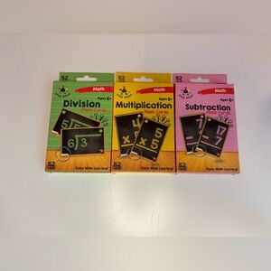 Set of 3 star right math flash cards Division Multiplication Subtraction NEW